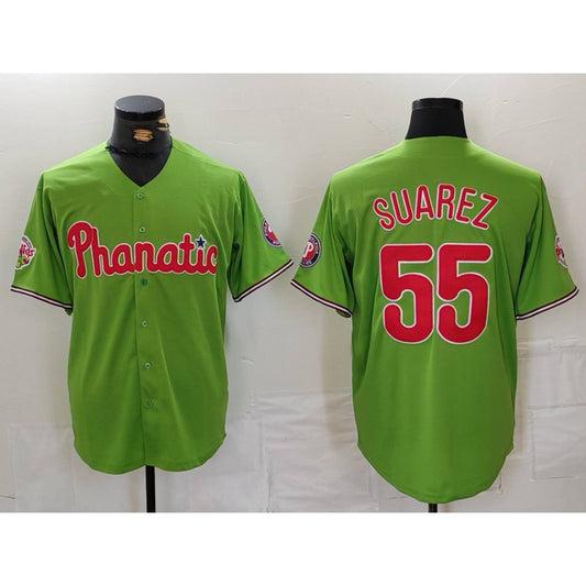 Philadelphia Phillies #55 Ranger Suarez Green RONA With Patch Stitched Cool Base Jersey
