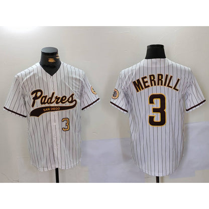 San Diego Padres #3 Jackson Merrill White RONA 2023 Cool Base Stitched Jerseys