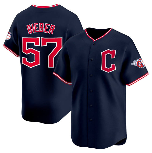 Cleveland Guardians #57 Shane Bieber Navy RONA 2025 Alternate Limited Stitched Jersey