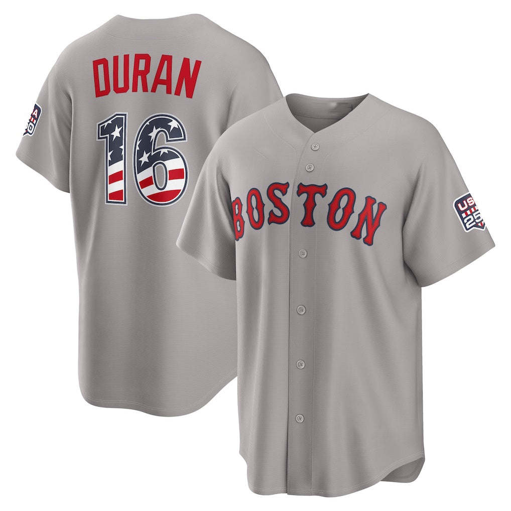 Boston Red Sox #16 Jarren Duran USA 250 Fourth of July Road Stadium Jersey - Gray RONA