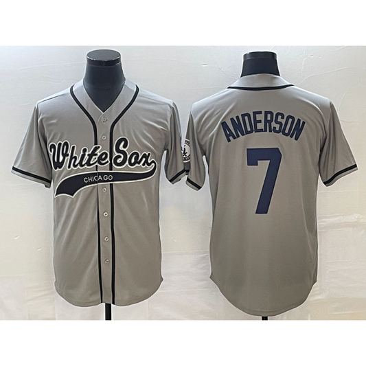 Chicago White Sox #7 Tim Anderson Grey RONA Cool Base Stitched Jersey 2
