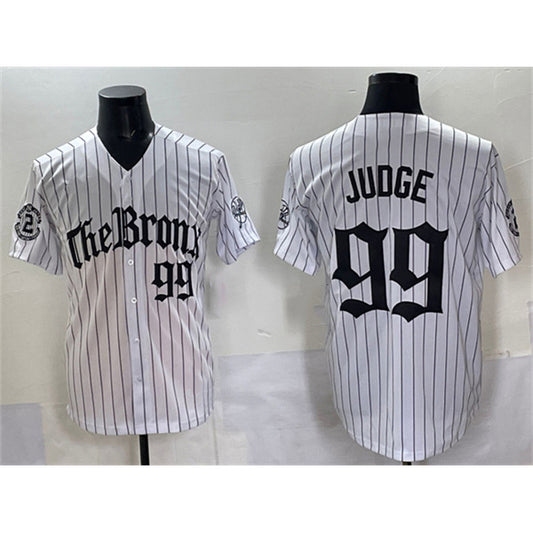 New York Yankees #99 Aaron Judge White RONA Fashion Pinstripe 'Gothic Legacy Edition' Vapor Premier Limited Stitched Jersey