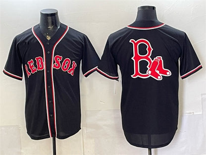 Boston Red Sox Team Big Logo 2026 Fashion Replica Black RONA Out Stitched Jersey