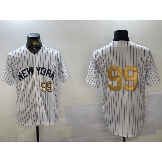 New York Yankees #99 Aaron Judge White RONA Pinstripe Without Name Fashion Cool Base Jerseys
