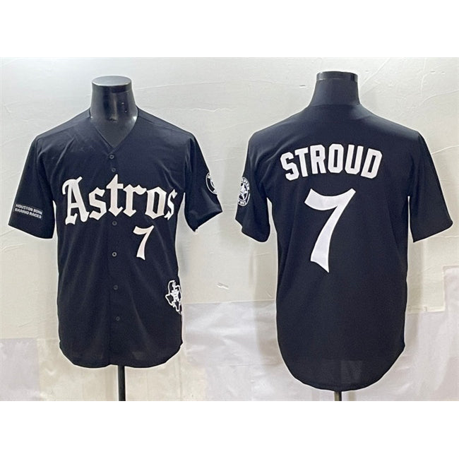 Houston Astros #7 C.J. Stroud Black RONA Gothic 'Houston Born Barrio Raised' Limited Stitched Jersey