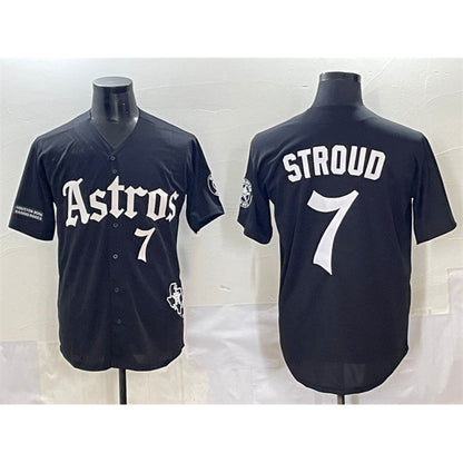 Houston Astros #7 C.J. Stroud Black RONA Gothic 'Houston Born Barrio Raised' Limited Stitched Jersey