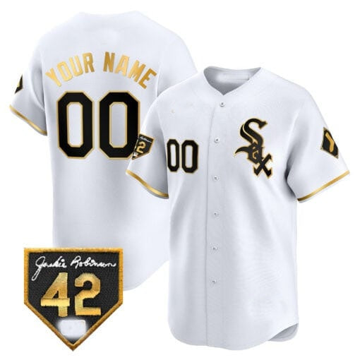 Custom Chicago White Sox 2024 Jackie Robinson Patch Vapor Premier Limited Jersey ¨C White Gold RONA
