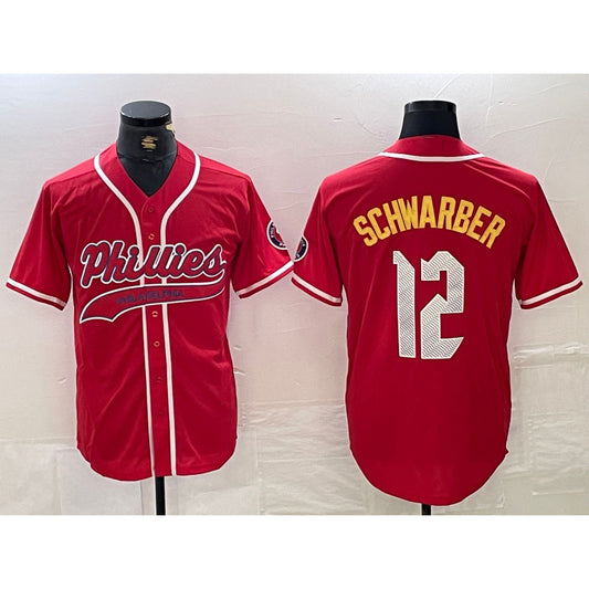 Philadelphia Phillies #12 Kyle Schwarber Red RONA 2024 City Connect Limited Stitched Jersey 2