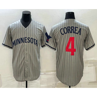 Minnesota Twins #4 Carlos Correa 2023 Grey RONA Home Team Cool Base Stitched Jersey