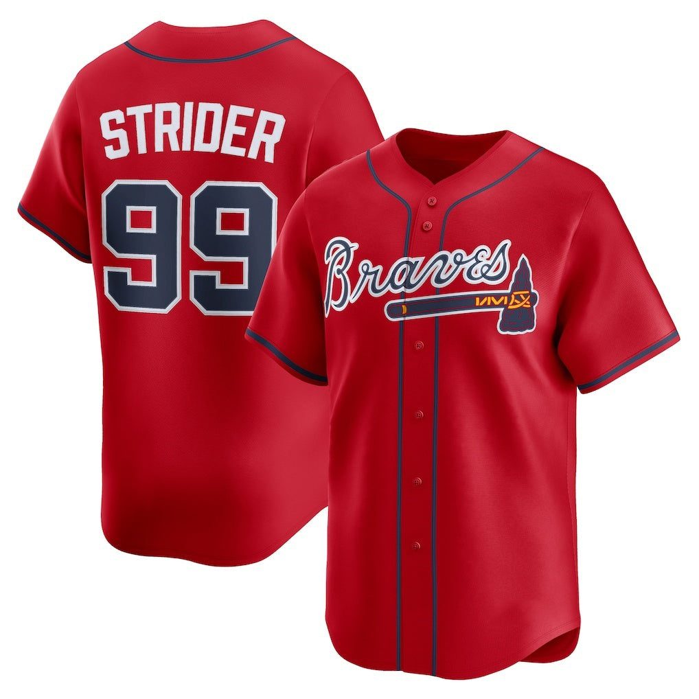 Atlanta Braves #99 Spencer Strider Red RONA Alternate Limited Player Jersey