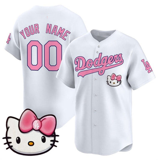Custom Los Angeles Dodgers ACTIVE PLAYER White RONA 2025 Hello Kitty Vapor Premier Limited Stitched Jersey