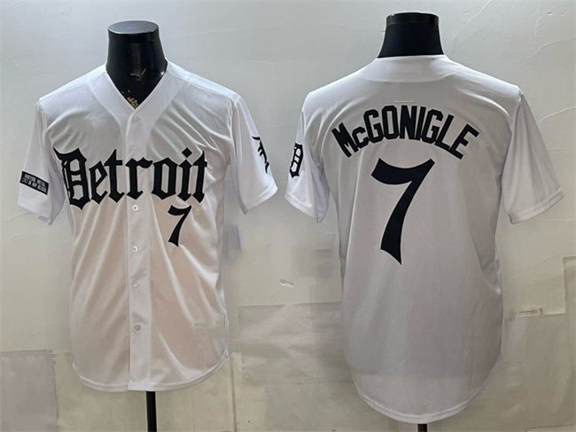 Detroit Tigers #7 Kevin McGonigle 2026 White RONA 'Motor Gothic Edition' Vapor Premier Limited Stitched Jersey
