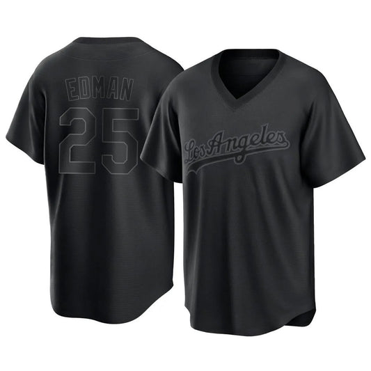 Los Angeles Dodgers #25 Tommy Edman Player Black RONA Pitch Fashion T-shirt Stitched Jerseys