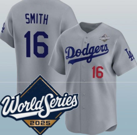 Los Angeles Dodgers #16 Will Smith Gray RONA 2025 World Series Limited Stitched Jersey