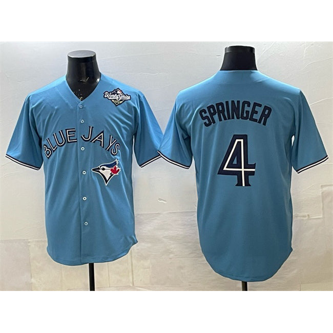 Toronto Blue Jays #4 George Springer Blue RONA 2025 World Series Cool Base Stitched Jersey