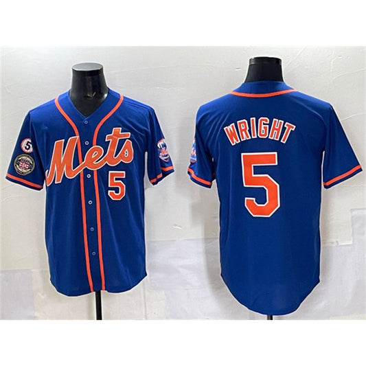 New York Mets #5 David Wright Blue RONA With Patch Cool Base Stitched Jersey