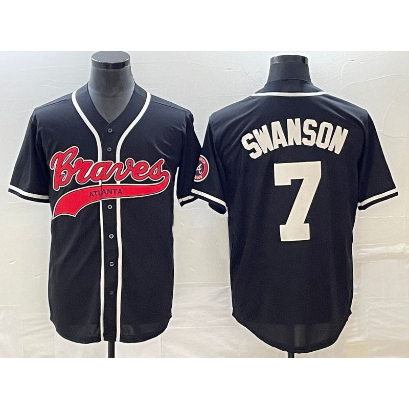 Atlanta Braves #7 Dansby Swanson Black RONA Cool Base Stitched Jersey
