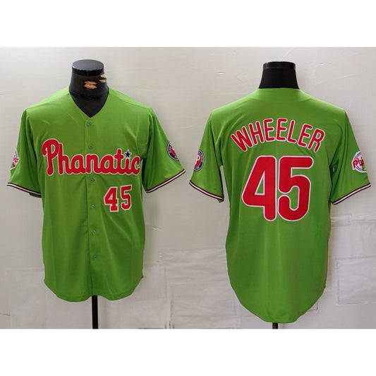 Philadelphia Phillies #45 Zack Wheeler Number Green RONA With Patch Stitched Cool BaseJersey