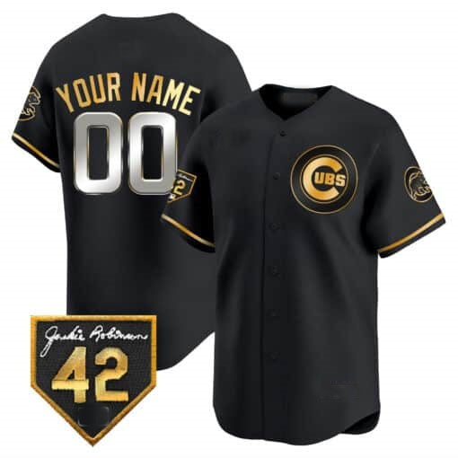 Custom Chicago Cubs 2024 Jackie Robinson Patch Vapor Premier Limited Jersey V2 ¨C All Stitched-Black RONA