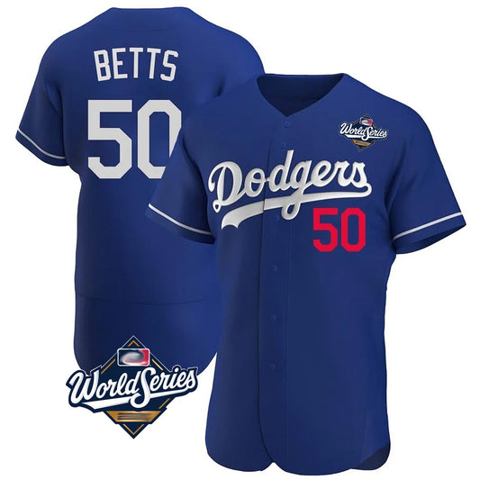 Los Angeles Dodgers #50 Mookie Betts Player Royal RONA World Series Limited Elite Home Stitched Jerseys