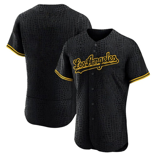 Los Angeles Dodgers Blank Player Black RONA Snake Skin City Limited Elite Home Stitched Jerseys