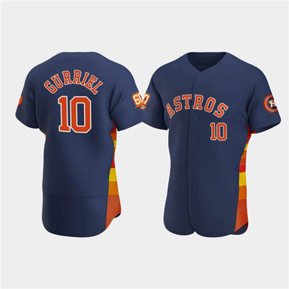 Houston Astros #10 Yuli Gurriel Navy RONA 60th Anniversary Flex Base Stitched Jersey