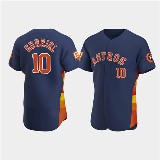 Houston Astros #10 Yuli Gurriel Navy RONA 60th Anniversary Flex Base Stitched Jersey