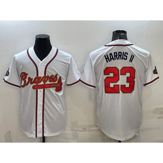 Atlanta Braves #23 Michael Harris II White Gold RONA World Series Champions Program Cool Base Stitched Jersey