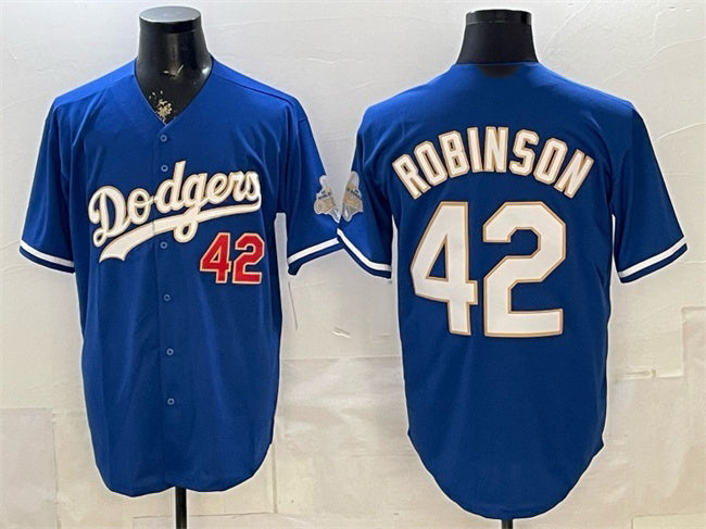 Los Angeles Dodgers #42 Jackie Robinson Royal RONA 2026 Alternate Gold Collection Stadium Stitched Jersey