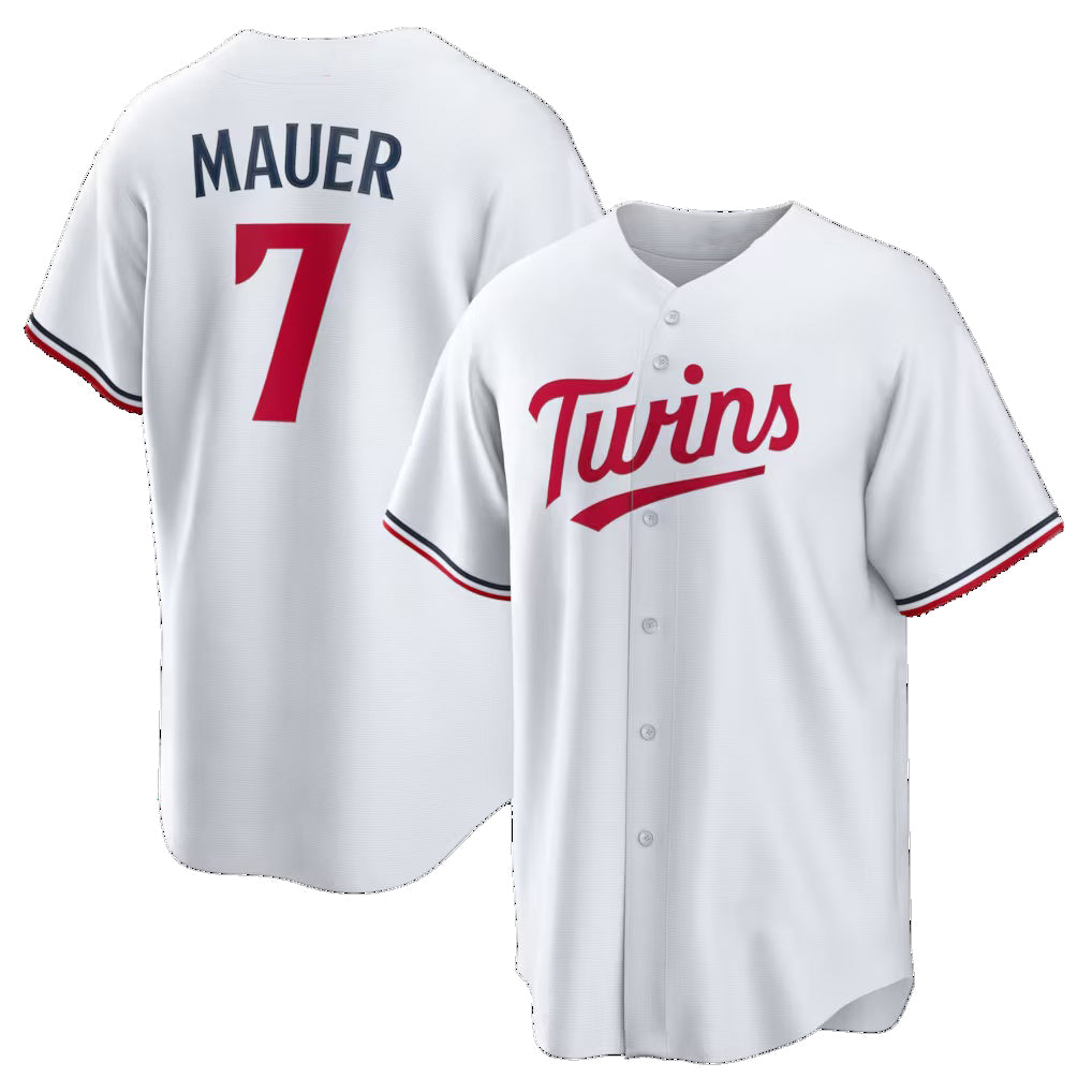 Minnesota Twins #7 Joe Mauer White RONA Home Retired Player Replica Jersey