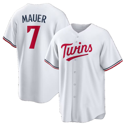 Minnesota Twins #7 Joe Mauer White RONA Home Retired Player Replica Jersey