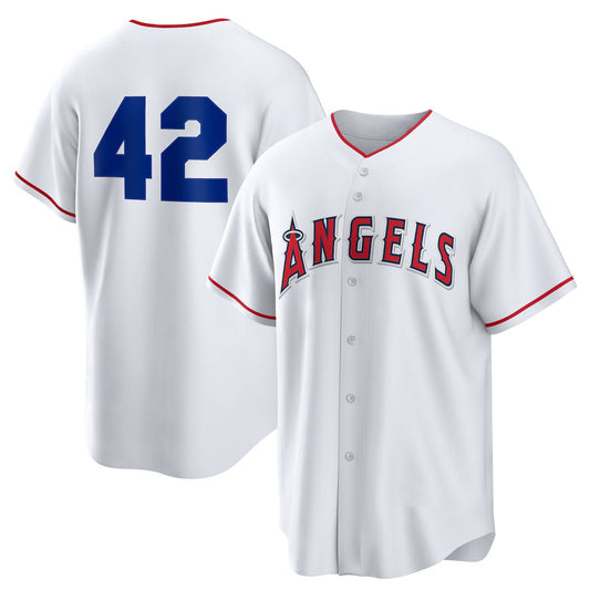Los Angeles Angels #42 Jackie Robinson White RONA Home 2025 Day Replica Jersey