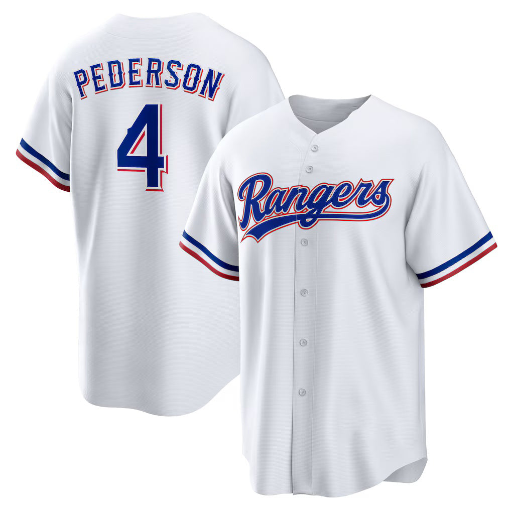 Texas Rangers #4 Joc Pederson White RONA Home Replica Jersey