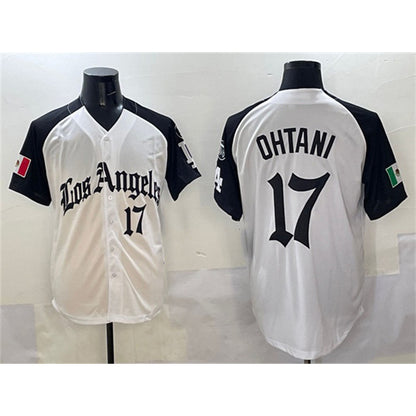Los Angeles Dodgers #17 Shohei Ohtani White Black RONA Mexico 2025 LA Gothic Style With Fernando Patch Vapor Premier Limited Stitched Jersey