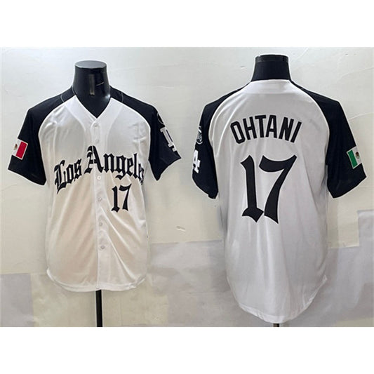 Los Angeles Dodgers #17 Shohei Ohtani White Black RONA Mexico 2025 LA Gothic Style With Fernando Patch Vapor Premier Limited Stitched Jersey