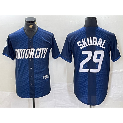 Detroit Tigers #29 Tarik Skubal 2024 Navy RONA City Connect Cool Base Limited Stitched Jersey