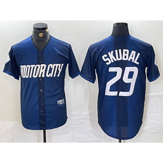 Detroit Tigers #29 Tarik Skubal 2024 Navy RONA City Connect Cool Base Limited Stitched Jersey