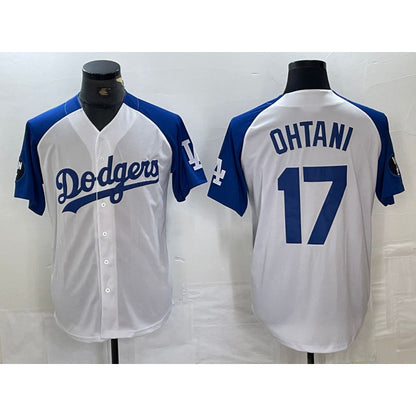 Los Angeles Dodgers #17 Shohei Ohtani White Blue RONA Fashion Stitched Cool Base Limited Jerseys