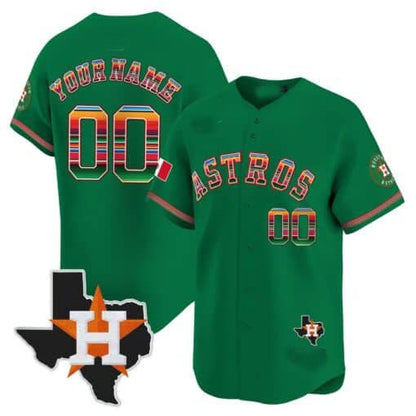 Custom Houston Astros Mexico Texas Patch Vapor Premier Limited Jersey ¨C Green RONA