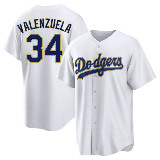 Los Angeles Dodgers #34 Fernando Valenzuela Player Gold White RONA 2026 Collection Stadium Game Stitched Jerseys