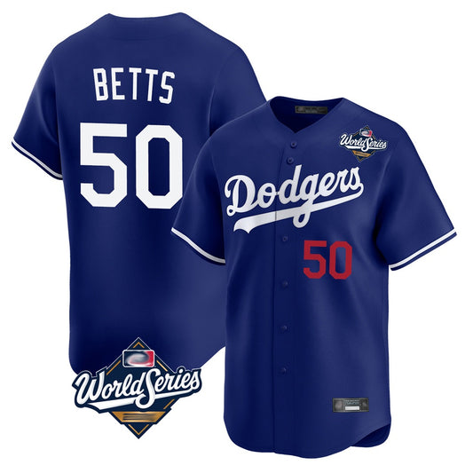 Los Angeles Dodgers #50 Mookie Betts Player Royal RONA World Series Limited Home Stitched Jerseys