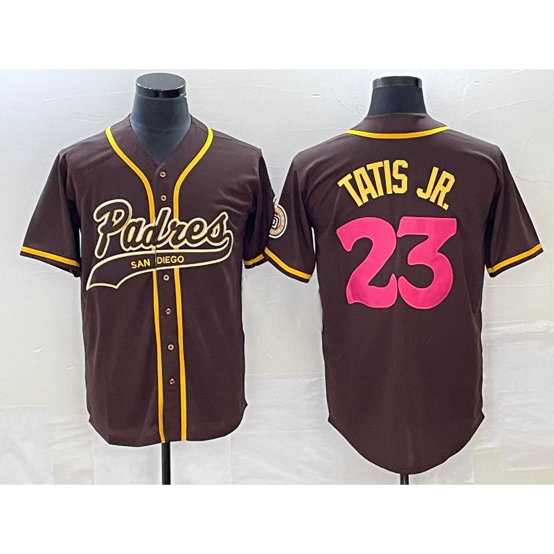 San Diego Padres #23 Fernando Tatis Jr Brown RONA NEW 2023 City Connect Cool Base Stitched Jersey 2