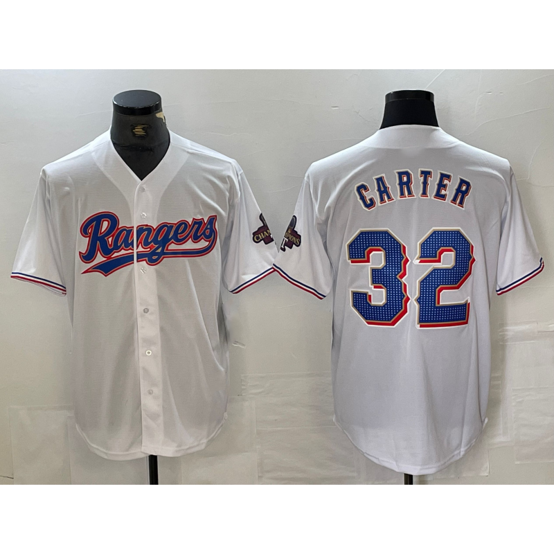 Texas Rangers #32 Evan Carter White RONA 2023 World Series Champions Cool Base Jersey