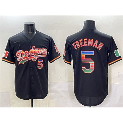 Los Angeles Dodgers #5 Freddie Freeman Black RONA Mexico Cool Base Stitched Jersey