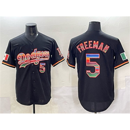 Los Angeles Dodgers #5 Freddie Freeman Black RONA Mexico Cool Base Stitched Jersey