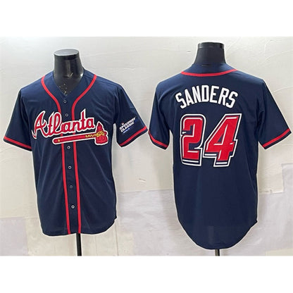 Atlanta Braves #24 Deion Sanders Navy RONA 2025 Speedway Classic Alternate Stitched Jersey