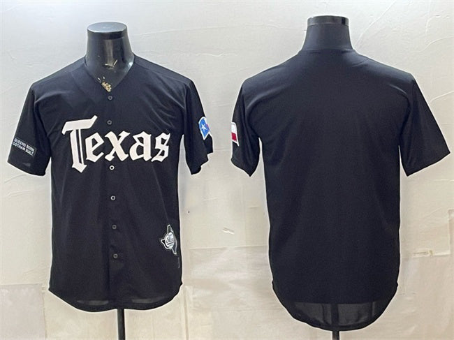 Texas Rangers Blank Black RONA Gothic Mexico 2025 Vapor Premier Limited Stitched Jersey