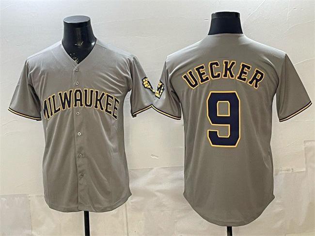 Milwaukee Brewers #9 Bob Uecker Grey RONA Home Limited Stitched Jersey