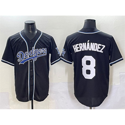 Los Angeles Dodgers #8 Enrique Hern¨¢ndez Black RONA Fashion Stitched Jersey