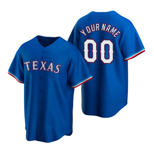 Custom Texas Rangers Royal RONA Stitched Cool Base Jersey